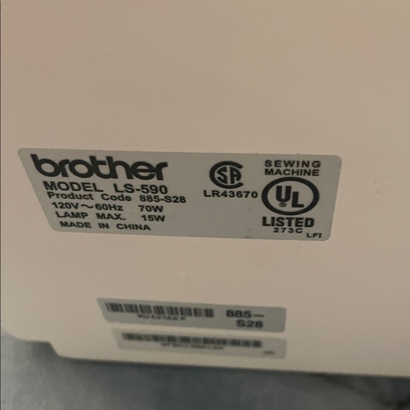 Brother LS-590 White Sewing Machine - Picture 5 of 5